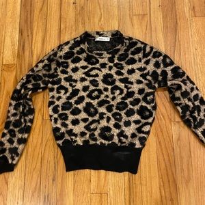 ZARA Knit Supersoft Leopard Print Crewneck Sweater
